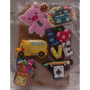 Set of 6 Shoe Charms for Crocs featuring 	School Days	A2